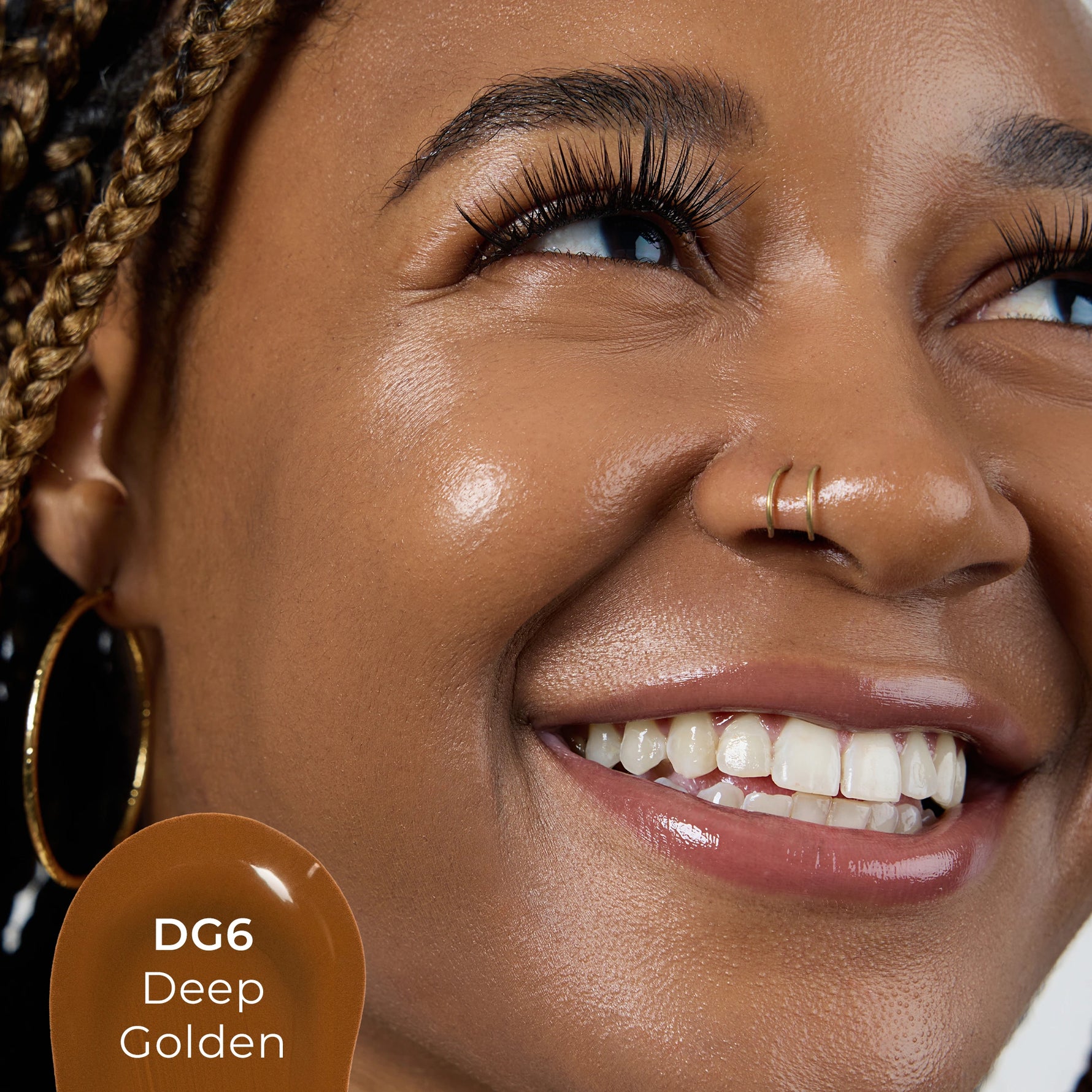 Close-up of a woman's face with DG6 shade 