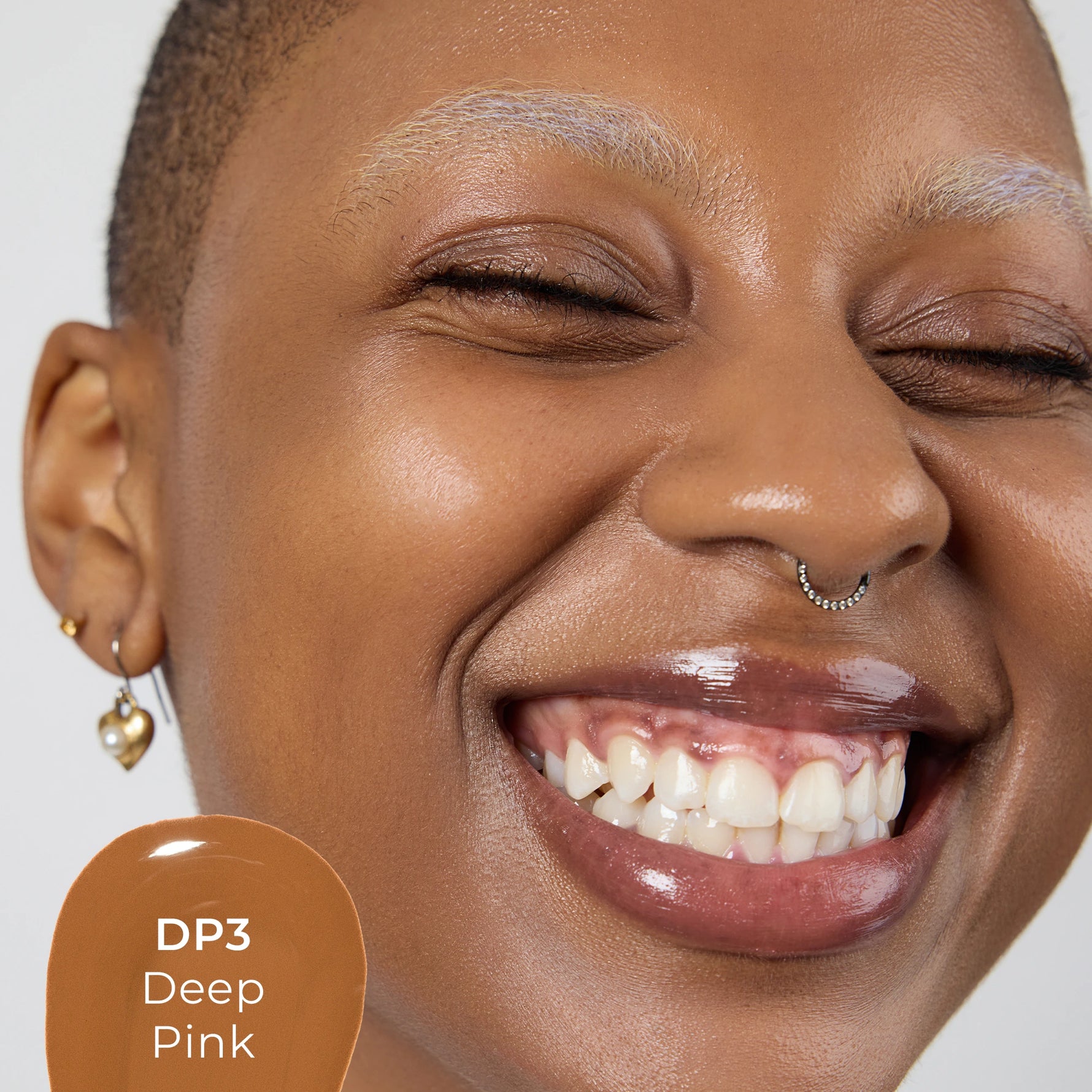 Close-up of a woman's face with DP3 shade 