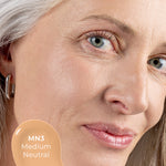Close-up of a woman's face with MN3 shade 