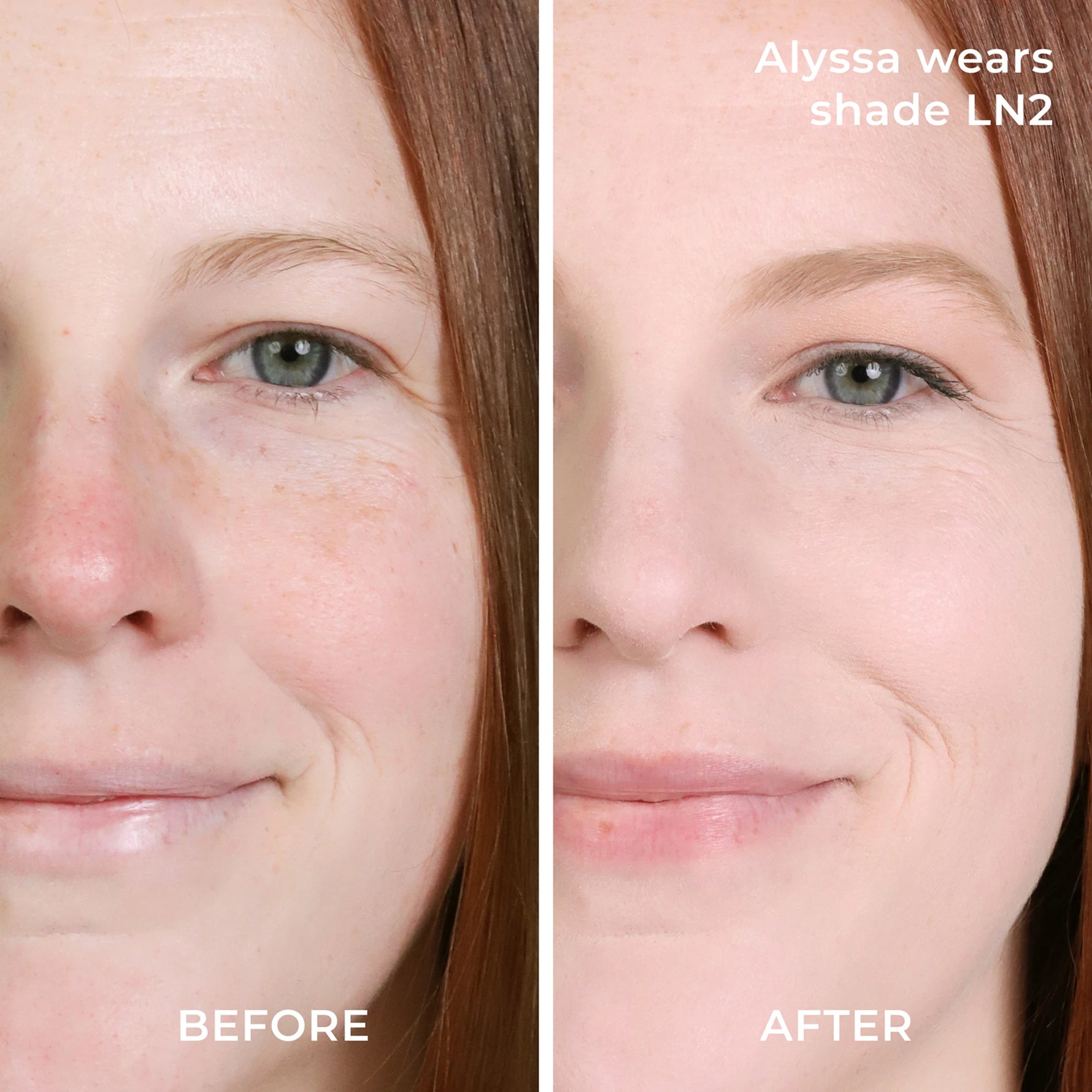 Before and after results with LN2 powder foundation 