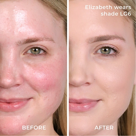 PÜR Find Your Foundation: Before and After of Elizabeth wearing shade LG6
