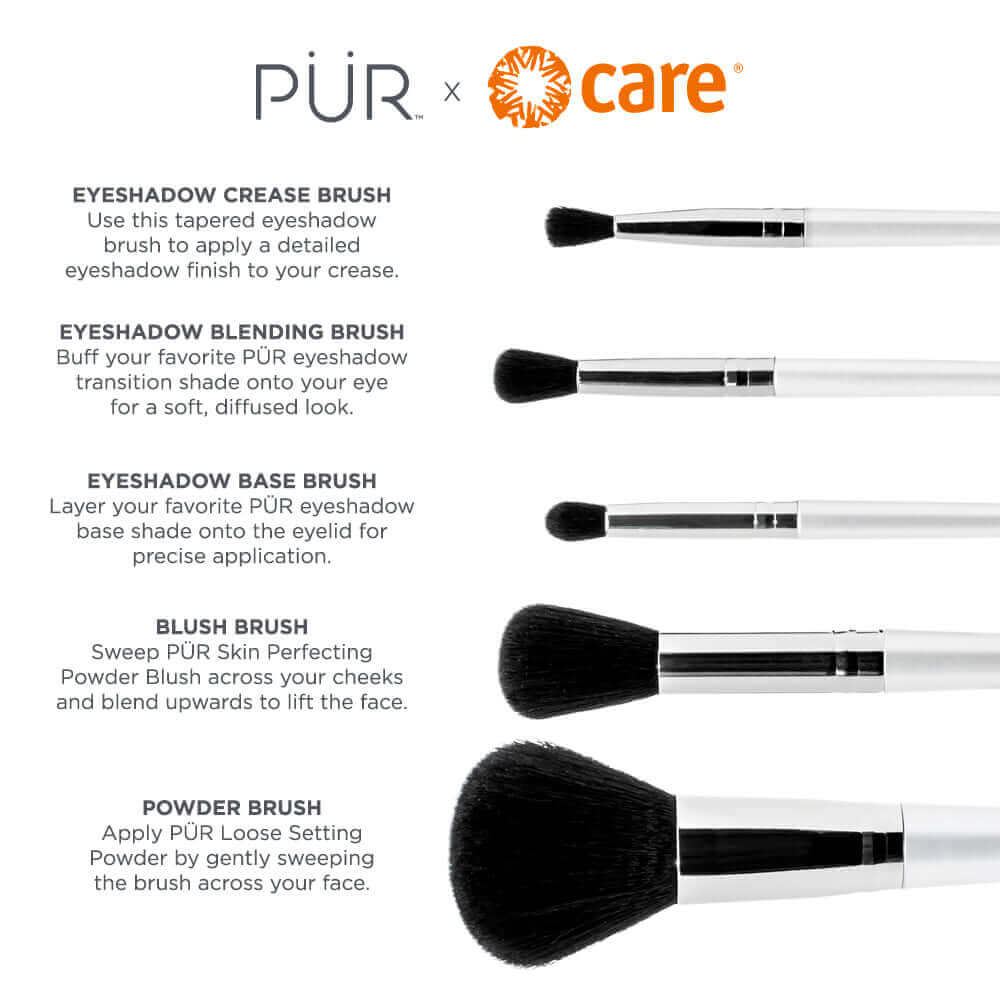 PÜR x CARE 5 - Piece Brush Set with Holder - PÜR Beauty